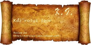 Károlyi Igor névjegykártya